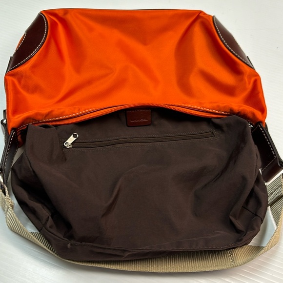 Lancel Paris (MCJE) Nylon Orange shoulder bag with Brown Leather Accents - Picture 8 of 13